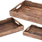 3Pcs Brown Mango Wood Serving Tray Set