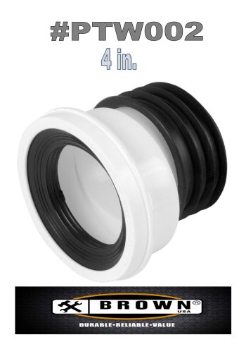 4 in. White PVC Offset P-Trap Pan Connector With Rubber Gasket